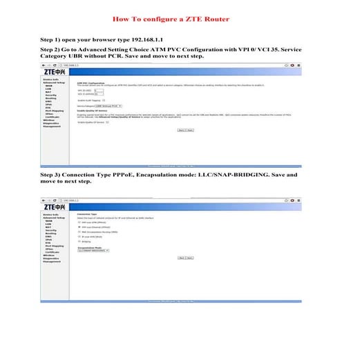 How to configure a ZTE Router with easy steps. | PDF