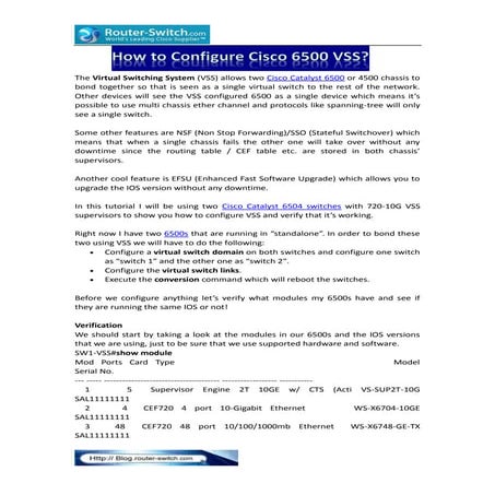 How to configure cisco 6500 vss