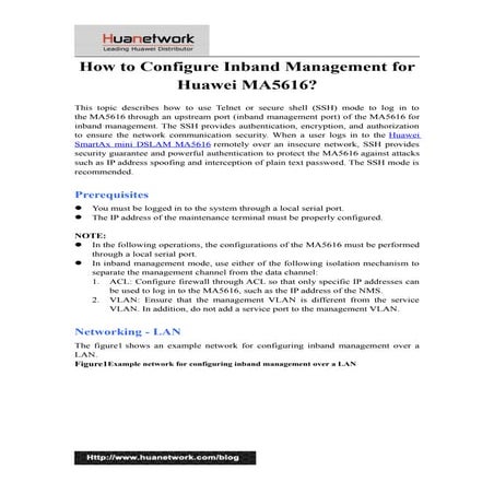 How to configure inband management for huawei ma5616