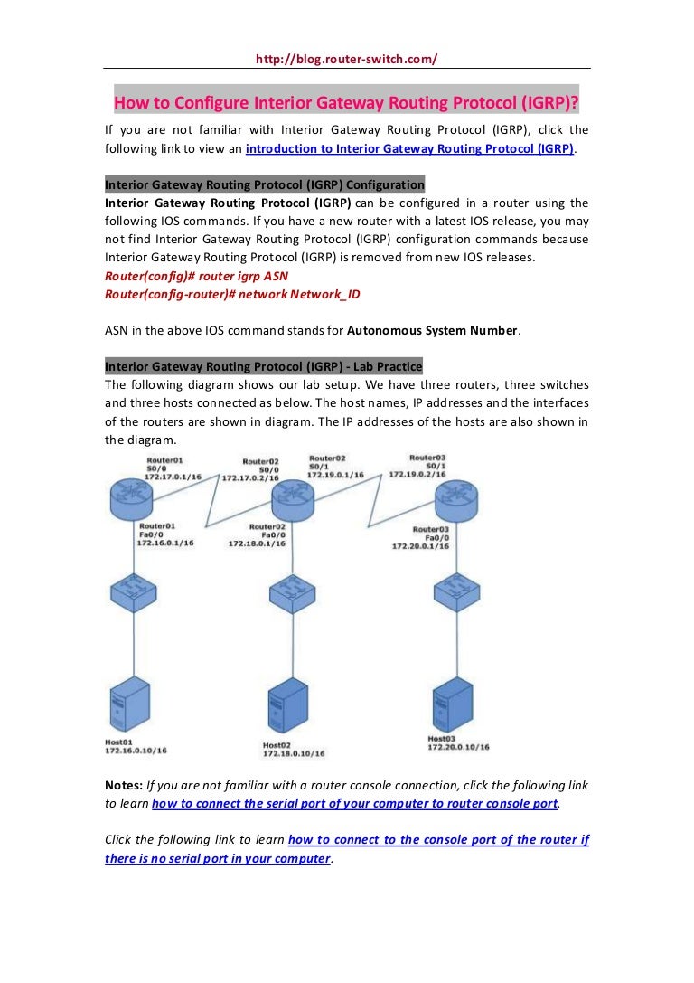 How to configure interior gateway routing protocol (igrp)