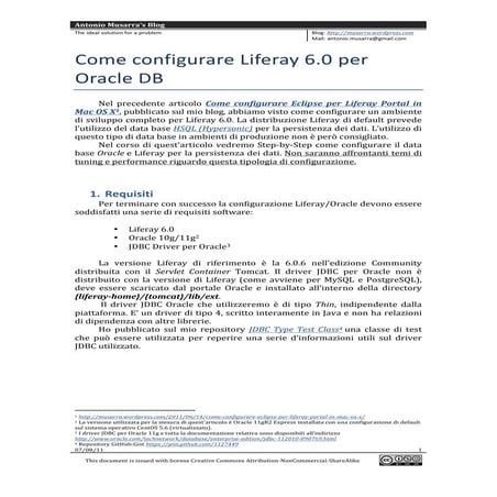 Come configurare Liferay 6.0 per Oracle