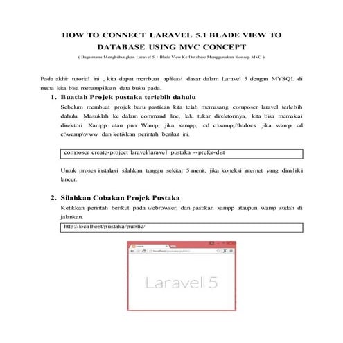 How to connect laravel 5.1 blade view to database using mvc concept | PDF