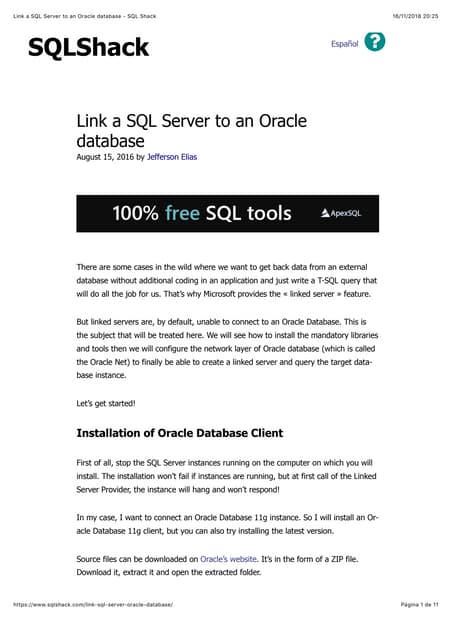 How to connect sql server to oracle server | PDF