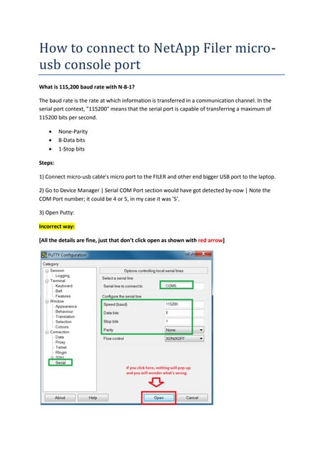How to connect to NetApp FILER micro-USB console port