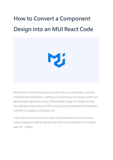 How to Convert a Component Design into an MUI React Code