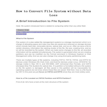 How to convert file system without data loss | PDF | Operating Systems ...