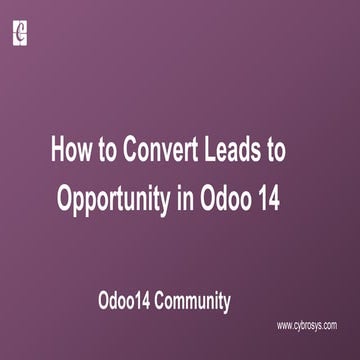 How to convert leads to opportunity in Odoo 14 