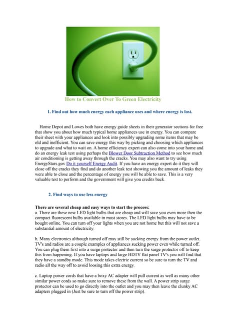 How To Convert Over To Green Electricity