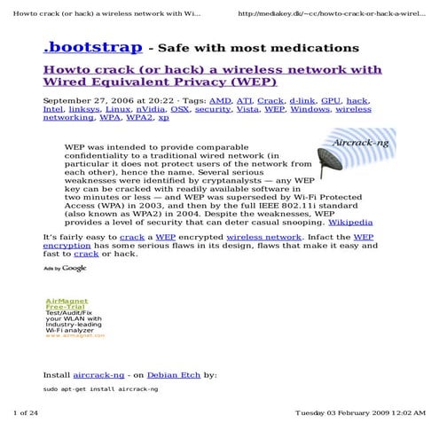 Howto Crack  Or Hack  A Wireless Network With Wired Equivalent Privacy  Wep