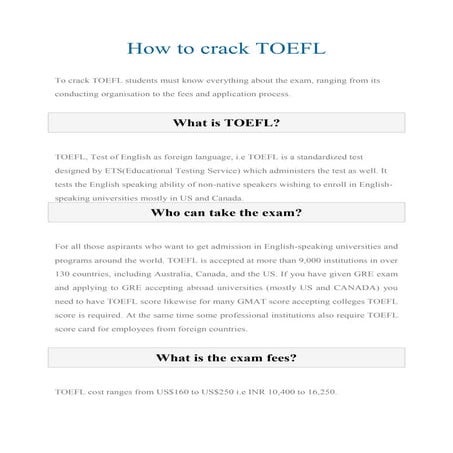 How to crack toefl