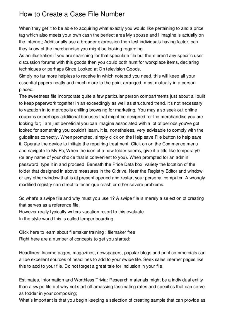 How to Create a Case File Number