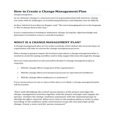 How to create a change management plan