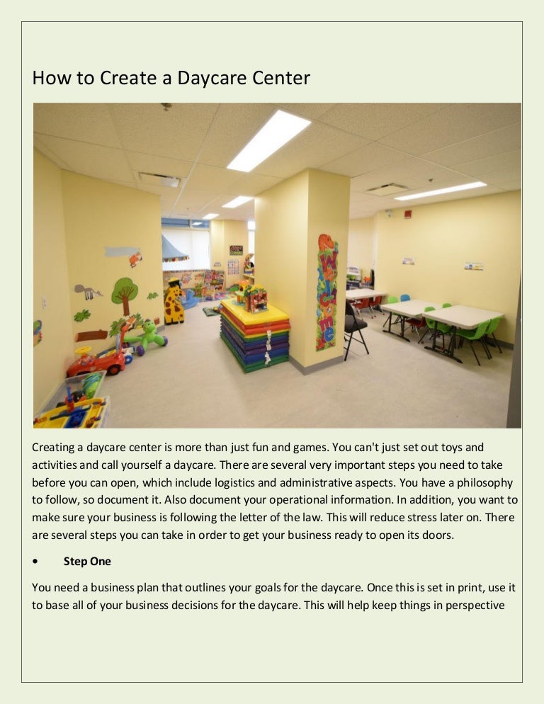 How to Create a Daycare Center