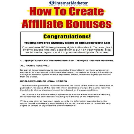 Affiliate Program How To Create Affiliate Bonuses