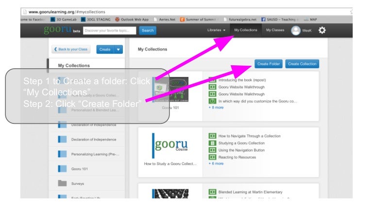 How to create a folder, create a folder inside it, and add collections