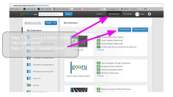 How to create a folder, create a folder inside it, and add collections
