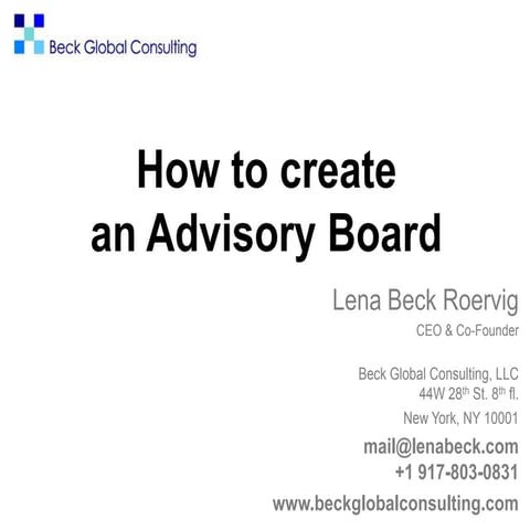 How to create an advisory board 