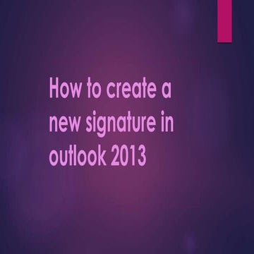 How to create a new signature in outlook