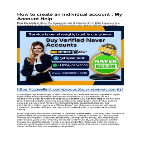 Mastering Individual Account Creation for Digital Identity and Lifelong ...