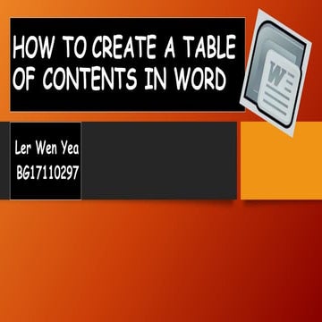 How to create a table of contents in word | PPTX