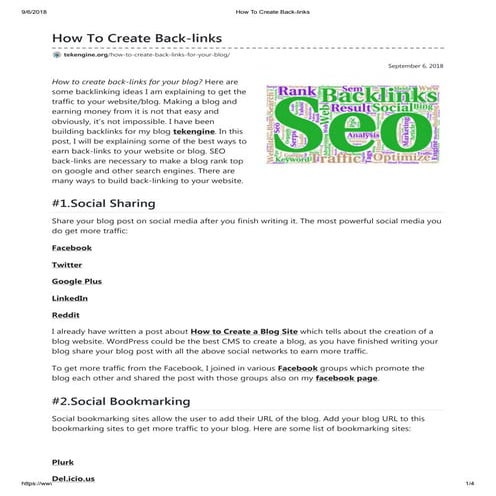 How to create back links