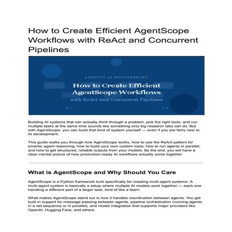 Building Efficient AI Workflows with AgentScope, ReAct, and Concurrent ...