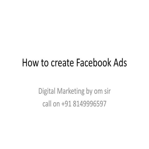 How to create facebook ads 