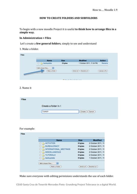 How to create folders and subfolders