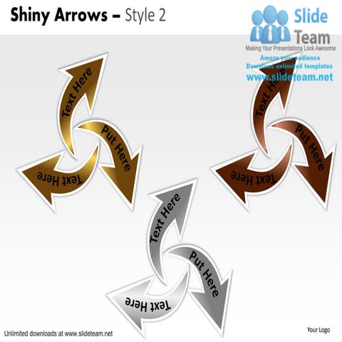 How to create make curve shiny arrows 2 power point slides and ppt presentati...