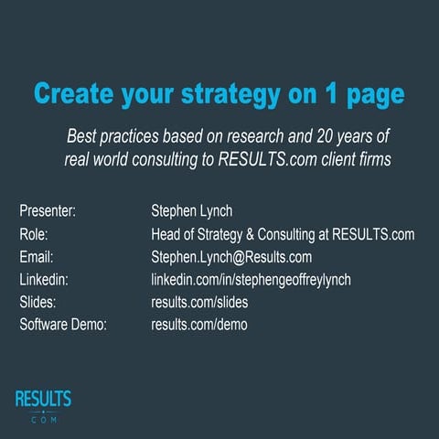 How to create your strategy on 1 page