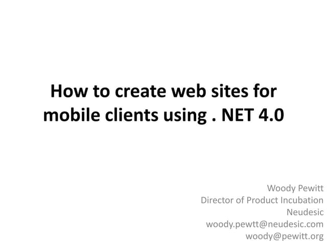 How To Create Web Sites For Mobile Clients