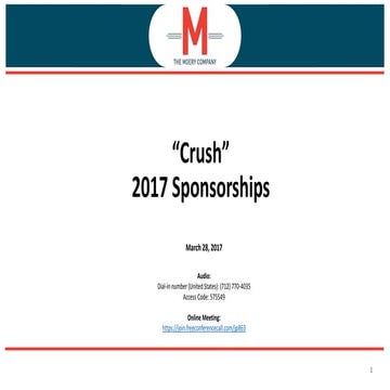 "Crush" 2017 Sponsorship Efforts