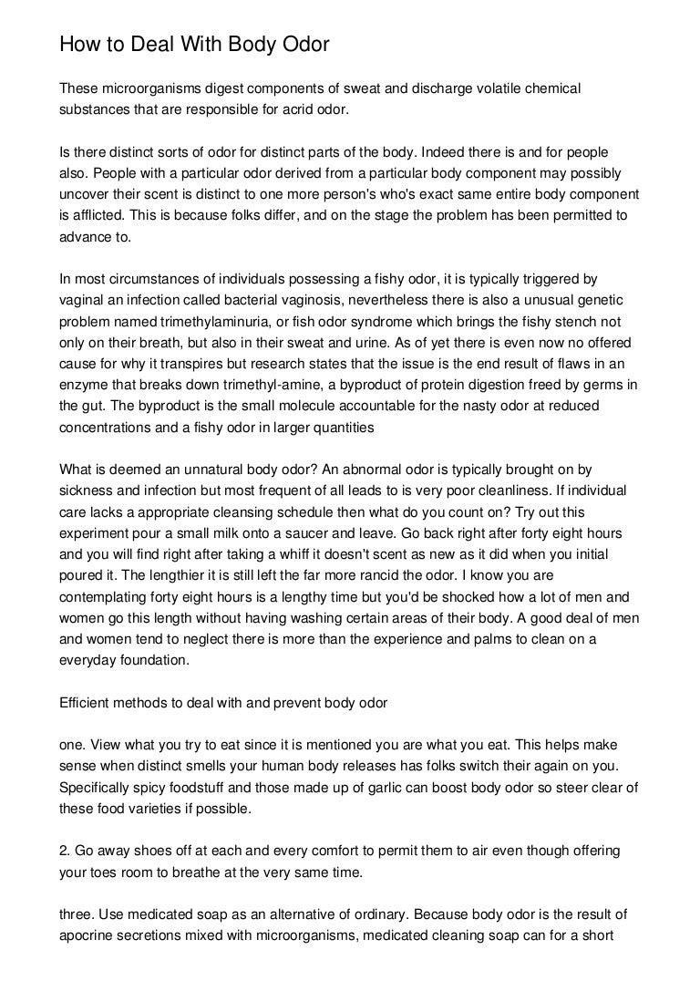 How to Deal With Body Odor