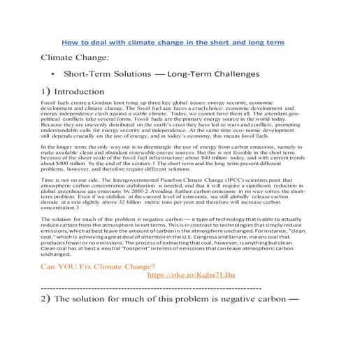 How to deal with climate change in the short and long term