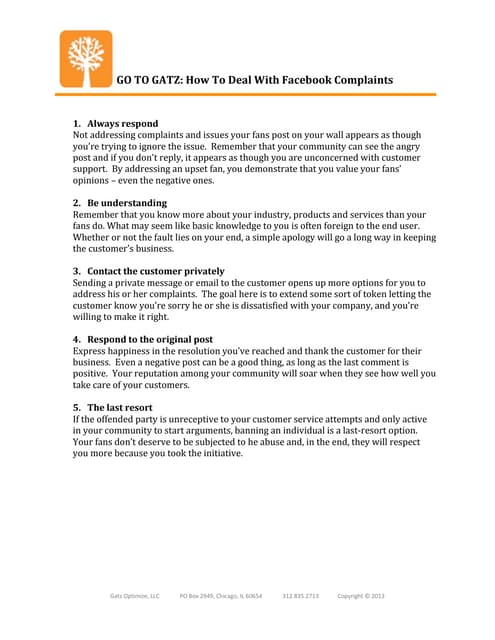 HOW TO: Deal with Facebook Complaints