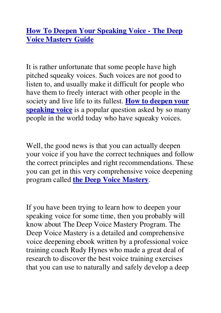 How to deepen your speaking voice the deep voice mastery guide