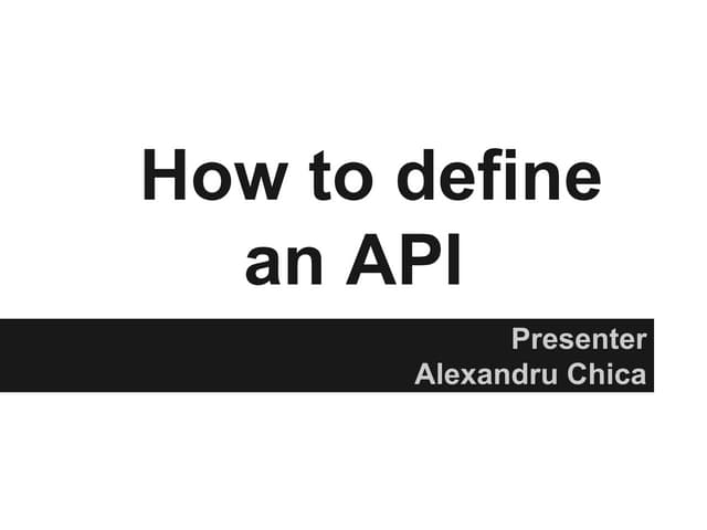 How to define an api