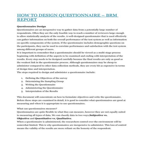 How to design questionnaire
