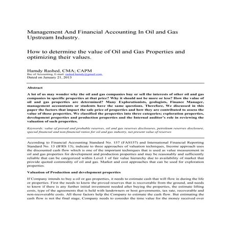 How to determine the value of oil and gas properties