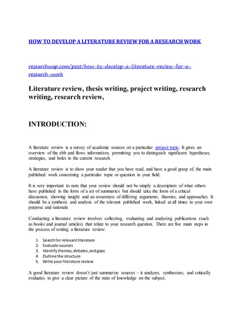 How to write a literature review | PPTX