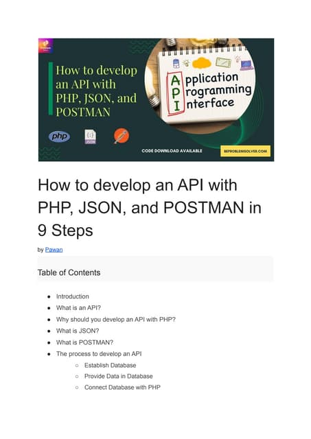 How to develop an API with PHP, JSON, and POSTMAN in 9 Steps.pdf | Web ...