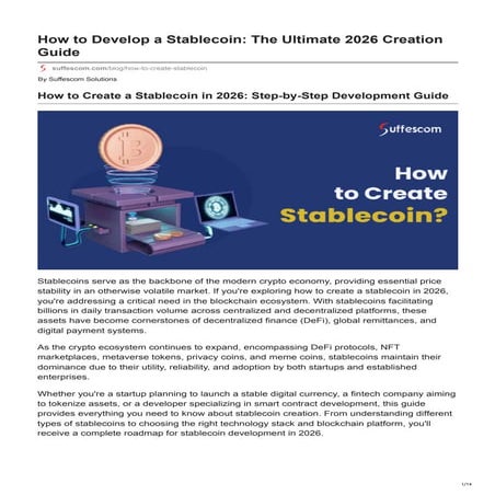 How to Develop a Stablecoin: The Ultimate 2026 Creation Guide | PDF