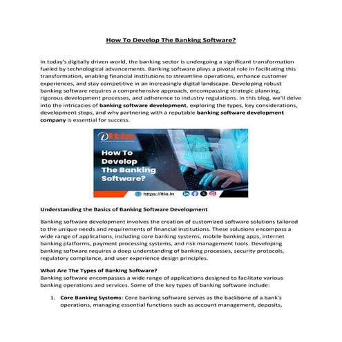 How To Develop The Banking Software? ITIO Innovex