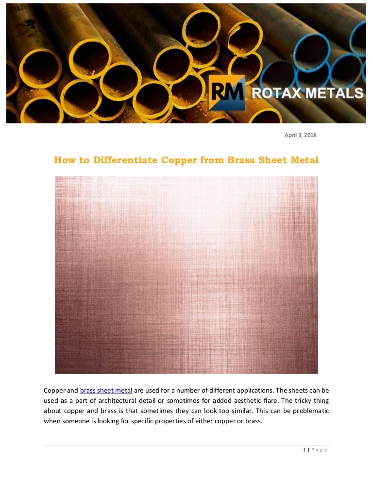 How to Differentiate Copper from Brass Sheet Metal