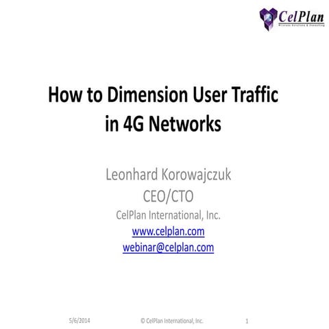 How to dimension user traffic in 4 g networks