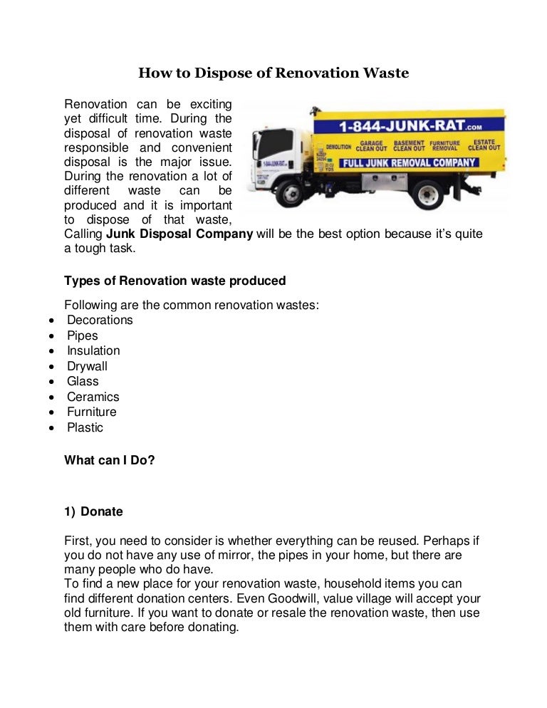 How To Dispose Of Renovation Waste
