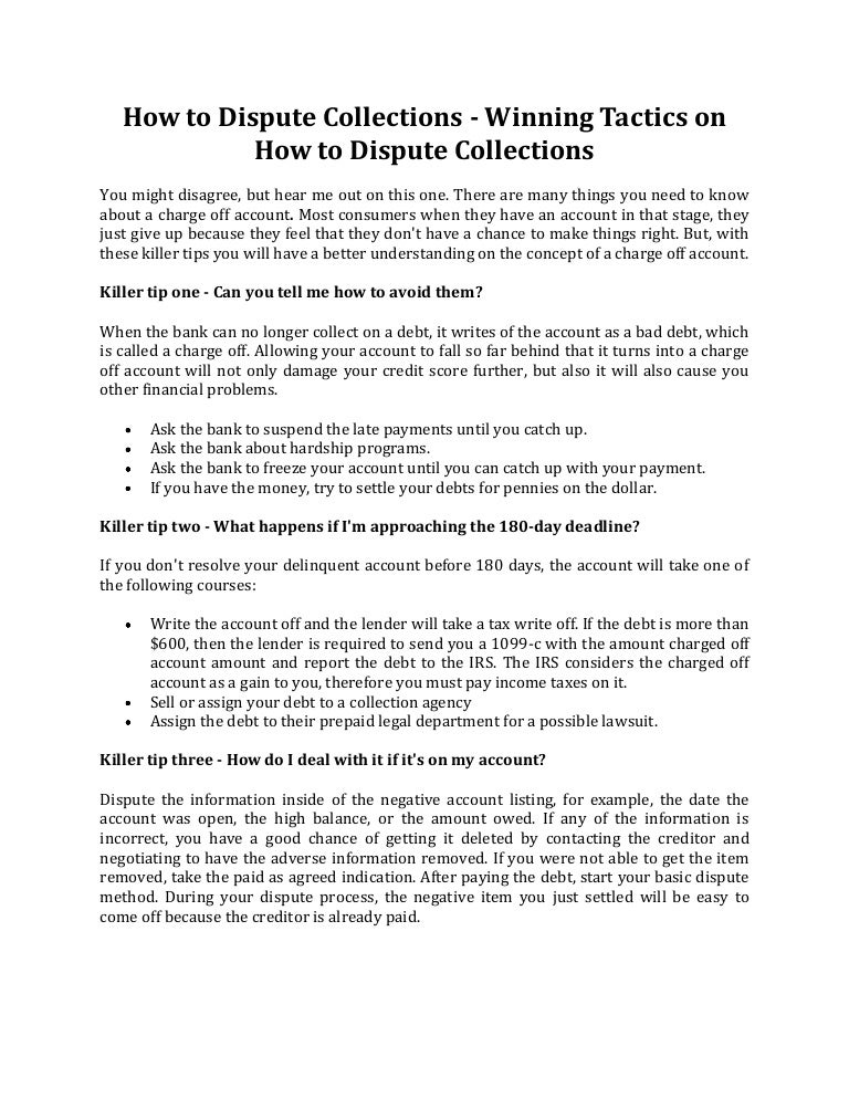Charged Off As Bad Debt >> How To Dispute Collections Winning Tactics On How To Dispute Charged Off As Bad Debt >> How To Dispute Collections Winning Tactics On How To Dispute