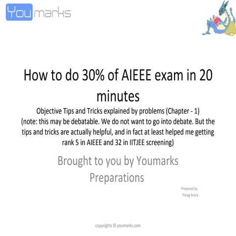 AIEEE Fast Problem Solving Tricks