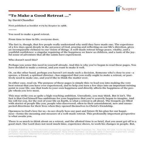 How to do a good retreat