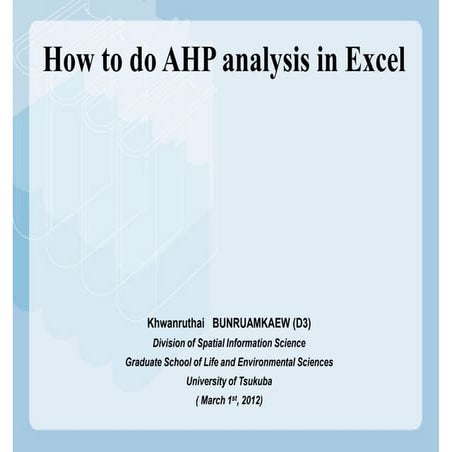 How to do ahp analysis in excel